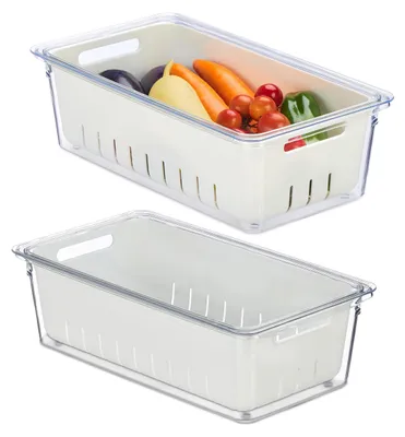 Produktbild von Kühlschrank Organizer Set von 2, Transparente Aufbewahrungsbehälter mit Deckel