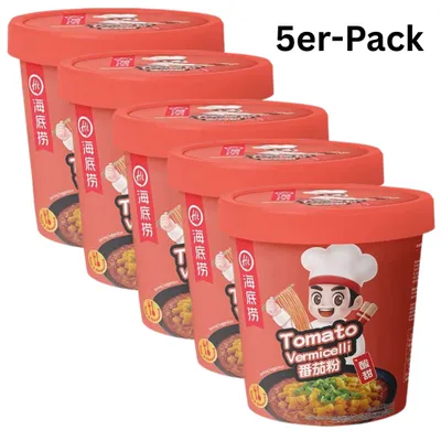Produktbild von 5er-Pack HAIDILAO Instant Glasnudeln Fadennudeln Vermicelli Tomato 122g