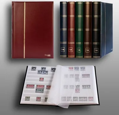 Produktbild von Prophila Collection 60 weiße Seiten Luxus Briefmarkenalbum Einsteckbuch wattierter roter Einband