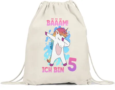 Produktbild von Bäääm Ich Bin 5 Turnbeutel Gymsack Einhorn 5. Geburtstag Geburtstagsgeschenk Einhorn-Fans Dabbing