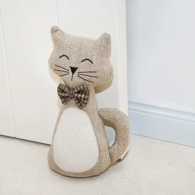 Imagen del producto de Topador para puerta con forma de gato, relleno de tela, decorativo, 1 unidad, para la puerta