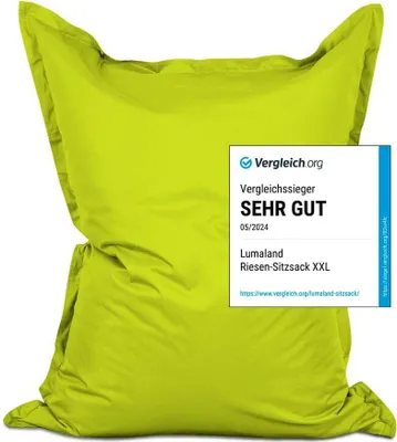 Produktbild von Lumaland Riesen-Sitzsack XXL 140x180 cm Wasserfestes Indoor & Outdoor Liegekissen über 3 Mio. anpassungsfähigen EPS-Perlen Bean Bag waschbarem Bezug