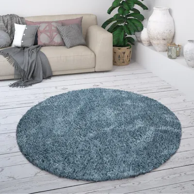 Produktbild von Hochflor Teppich, Weicher Moderner Wohnzimmer Shaggy in Flokati Optik, Einfarbig Grösse Ø 80 cm Rund