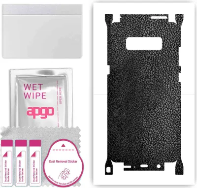 Produktbild von apgo Rückseite + Seiten Schutzfolie, Skin, kompatibel mit Samsung Galaxy Note 8, Hinten Displayschutzfolie aus Vinylfolie, kratzfest, einfache Montage - Schwarzes Leder