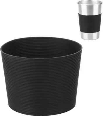 Produktbild von 10 Stück Antirutsch Hitzebeständige Silikon Flaschenbecherhülle - Wasserbecher Schutzabdeckung Schwarz