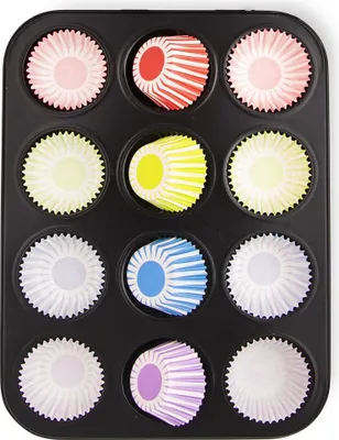 Produktbild von Orion Muffinbackform Muffinblech Muffinform Backform Kuchenform Backblech für Muffins 12 Stück + Papierbackförmchen