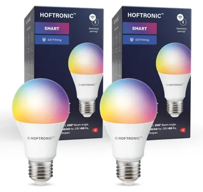 Produktbild von hoftronicsmart Smart Lampe E27 10W 806lm RGBWW Weiß Dimmbar Wifi Bluetooth