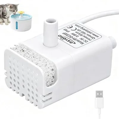 Produktbild von Katzenbrunnenpumpe, USB, 200 l/h, 1 W, Haustierwasserpumpe, Katzenbrunnen Ersatzpumpe für Aquarien und Haustierbrunnen