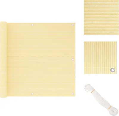 Image de vidaXL – Pare-vue pour balcon, beige, 90 x 600 cm, en HDPE – Parasols et protections solaires