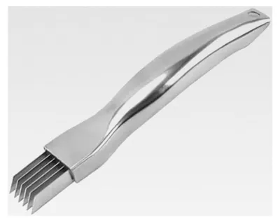 Produktbild von Zwiebel- und Lauchschneider aus Edelstahl – 5-Klingen Gemüseschneider für Frühlingszwiebeln, Knoblauch und Kräuter – Küchenwerkzeug zum Schneiden, Hacken und Zerkleinern