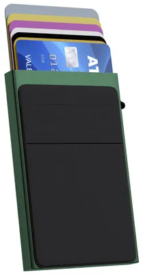 Productafbeelding van Nuvance Pasjeshouder Uitschuifbaar - Rfid Bescherming - Pasjeshouders voor Mannen en Vrouwen - Creditcardhouder - Groen/Zwart