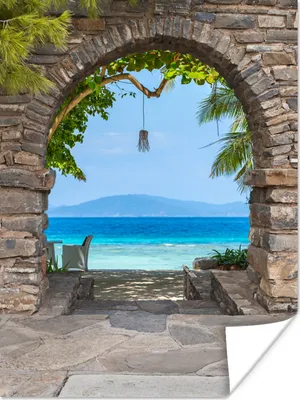 Produktbild von MuchoWow® Poster Strand - Meer - Tropisch - Sommer - Aussicht 90x120 cm - Wohnzimmer