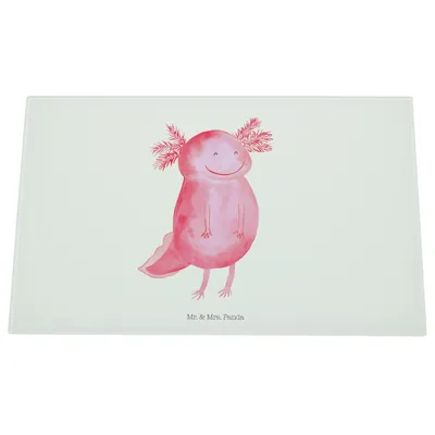 Produktbild von Mr. & Mrs. Panda schneidbrett Axolotl Glücklich - Weiß - Geschenk, Lurch, Schneidplatte, Lurche, Glas, Schneidebrett Aus, Hackbrett, Motivation, gut Gelaunt, Lebensfroh