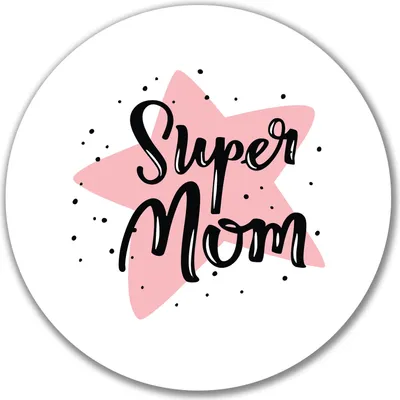 Produktbild von Huuraa Aufkleber Super Mom Beste Mama 10cm rund Sticker Geschenkidee
