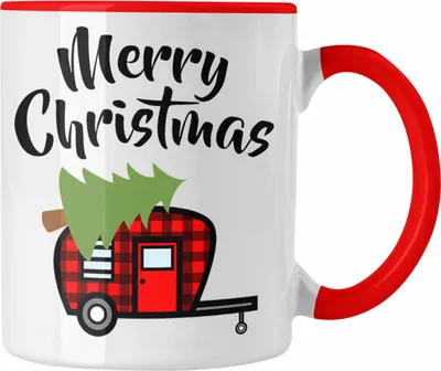 Produktbild von Trendation - Weihnachten Tasse Merry Christmas Kinder Weihnachtstasse Lustig Geschenk Becher Jungs Jungen Mädchen Cute Lebkuchen Grafik (Rot)