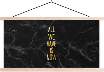 Produktbild von MuchoWow® Textilposter Zitate - Sprichwörter - Gold - Marmor 120x60 cm mit holzfarbenen Rahmen - Klemmleiste