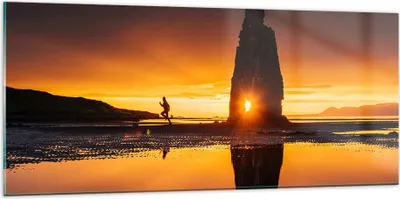 Produktbild von Bilder auf glas - Meer Felsen Wasser - 120x50cm - Glasbilder - Wandbilder - Kunstdruck - zum Aufhängen bereit - Wanddekoration aus Glas - Glas Bilder - Wandbild auf Glas - Einteilig - GAB120x50-3954