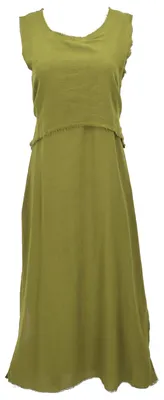 Produktbild von Boho Baumwollkleid, Luftiges Natürliches Sommerkleid, Lagenkleid - Grün, Damen, Baumwolle, Größe: L