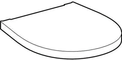 A line drawing of a toilet seat with a lid.