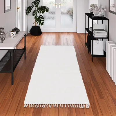 Produktbild von Baumwolle Teppich Läufer Jolly, Farbe:Weiss, Größe:70x250 cm