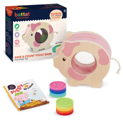 Produktbild von Battat Education Save & Count Sparschwein mit 10 nummerierten Münzen