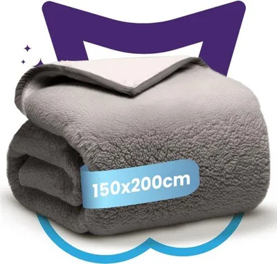 Produktbild von Unyqoos® Nice Dreams Extra dickes Sherpa-Plaid 150 x 200 cm, 500 GSM, doppelseitig, superweich & wärmend, Grau