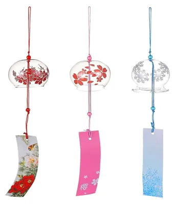 Produktbild von japanische Windspiele, rosa, Glaswindspiele, dekorative japanische Windspiele, für Glück, Sonnenfänger, kirschrotes Glaswindspiel für draußen