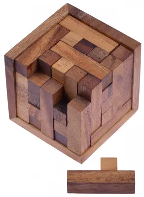 Obrázok produktu pre Baliaca kocka 125 - 3D drevený hlavolam s 25 stavebnými kockami v drevenom ráme - Cube S