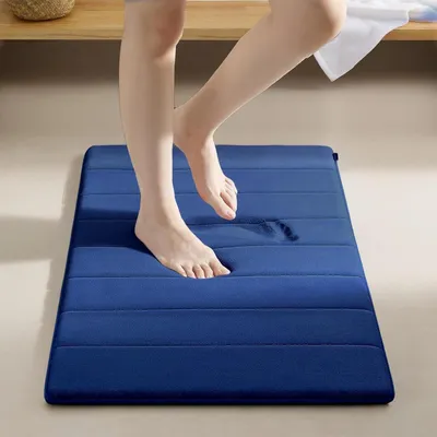 Produktbild von Memory Foam Badezimmer Badeteppiche, Memory Schaum Badematte, Waschbar Badematte, 50x80CM Saugfähige Badvorleger, Maschinenwaschbar (Marineblau)