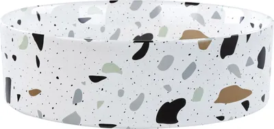 Obrázok produktu pre BELIANI Umývadlo na dosku biela terrazzo efekt keramika ⌀ 40 cm okrúhly tvar moderný štýl kúpeľňa