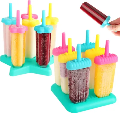 Produktbild von com-four® 2x Eisform für 12 Portionen Speiseeis am Stiel - Wassereis Formen in bunten Farben - Eisförmchen für Stieleis - Eis am Stiel Bereiter [Auswahl variiert]