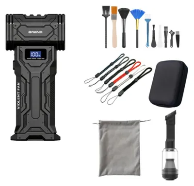 Productafbeelding van INF Draagbare Handstofblazer Mini (Stofzuigerversie, Met Accessoires) — 110000 RPM Borstelloze Motor, 4000mAh Accu