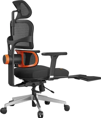 Immagine prodotto di Sedia da ufficio ergonomica - NT002 - Poggiapiedi - Supporto lombare adattivo - Schienale e poggiatesta regolabili automaticamente - Regolabile in altezza - Girevole con rotelle - Nero