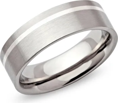 Produktbild von Mattierter Edelstahl Ring mit Silbereinlage 7mm von Unique- R9117