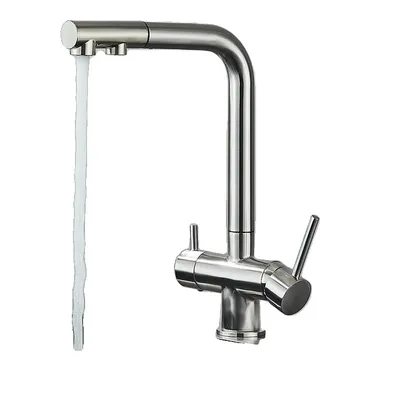 Immagine prodotto di Rubinetto da cucina a soffitto, doppio supporto, orientabile a 360 gradi, nichel spazzolato