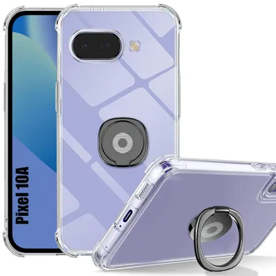 Image de Coque pour Google Pixel 10a, Protection Silicone Transparent Antichoc avec Anneau Noir
