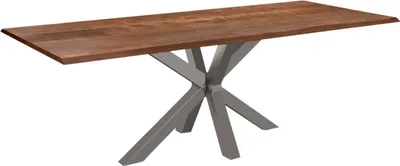 Produktbild von Esstisch Baumkante massiv Akazie nussbaum 280 x 100 silber SPYRO