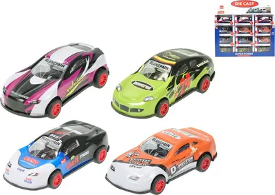 Obrázek produktu pro Auto 9cm kov 1:55 zpětný chod 4druhy v krabičce