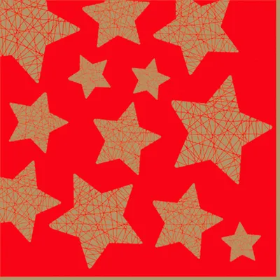 Produktbild von Servietten Papier 33x33cm mit Sternen Motiv 20 Stück Rot / Gold