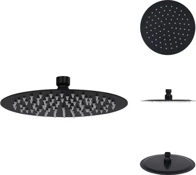 Produktbild von vidaXL Regenbrause Edelstahl 20 cm Rund Schwarz -  Duschköpfe
