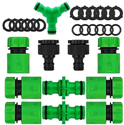 Produktbild von 29-teiliges Schlauchverbinder Set 1/2 Zoll für Gartenschläuche mit Zweiwege-Anschluss