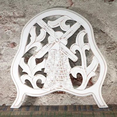 Produktbild von Holzornament, Windmühle, Klein, Chabby Chic | Holz, weiß | H 31,0 x B 31,0 cm