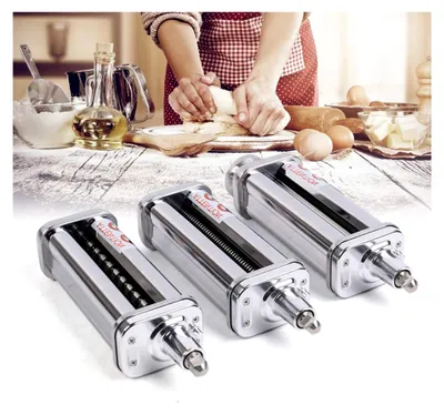Produktbild von Nudelaufsatz für Küchenmaschine aus Edelstahl mit 8 variablen Dickeneinstellungen für frische Pasta