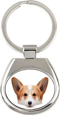 Image de Pembroke Welsh Corgi - porte-clés géométrique avec photo et inscription Art-Dog