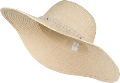 Produktbild von styleBREAKER Damen Strohhut Papierstroh mit Hutband aus Perlen, breite ausgefranste Krempe, Sonnenhut, Schlapphut 04025043