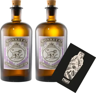 Produktbild von Monkey 47 2er Set Schwarzwald Dry Gin 0,5 (47% vol) unfiltered handcrafted - [Enthält Sulfite]