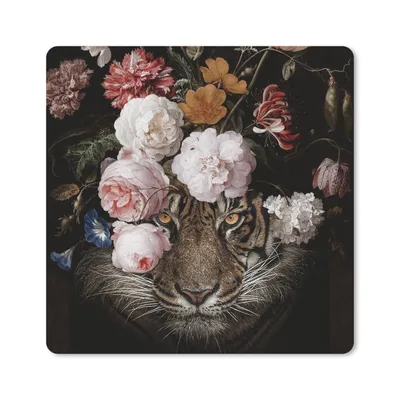 Produktbild von MuchoWow® Mauspad Mousepad Blumen - Jan Davidsz de Heem - Tiger - Gemälde - Stillleben - Alte Meister 20x20 cm - Mousepads - Maus Mat - Pad - Mausunterlage - Desk Mat - Bureauartikeln