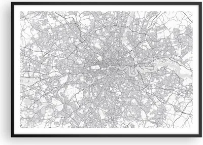 Produktbild von Gerahmtes Poster - Schwarzer Rahmen - Stadt Karte London - 100x70 cm - Wand Bild - Wanddeko - Wandbilder - Kunstposter - Wandposter - Bilderrahmen - Bilder - Kunstdruck - P2BAA100x70-4680