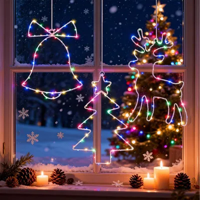 LED-Lichtvorhang 3er-Set, bunt, 8 Modi, IP65, Weihnachtsdeko