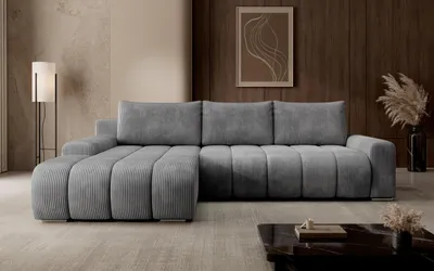 Produktbild von Moebelfest Porto Ecksofa L‑Form – Cordstoff Dunkelgrau – Links